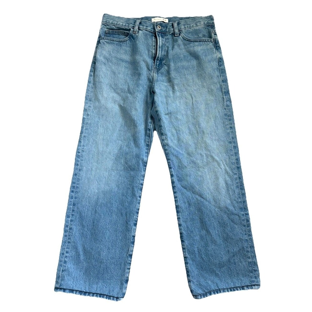 JW Anderson Uniqlo Straight Fit Denim Jeans Women 32x27 Medium Blue 100% Cotton - Picture 2 of 9